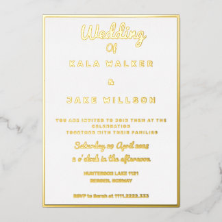 Simple Decadent  Wedding (Border) Foil Invitation