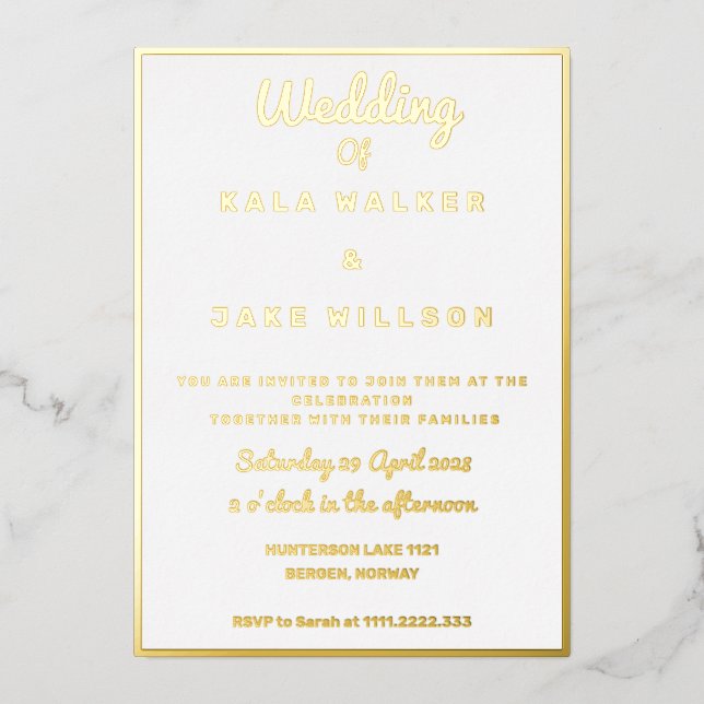 Simple Decadent  Wedding (Border) Foil Invitation (Front)