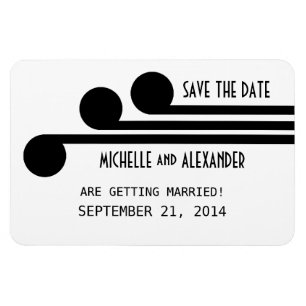 Simple Deco Chic Save the Date Magnet, Black Magnet