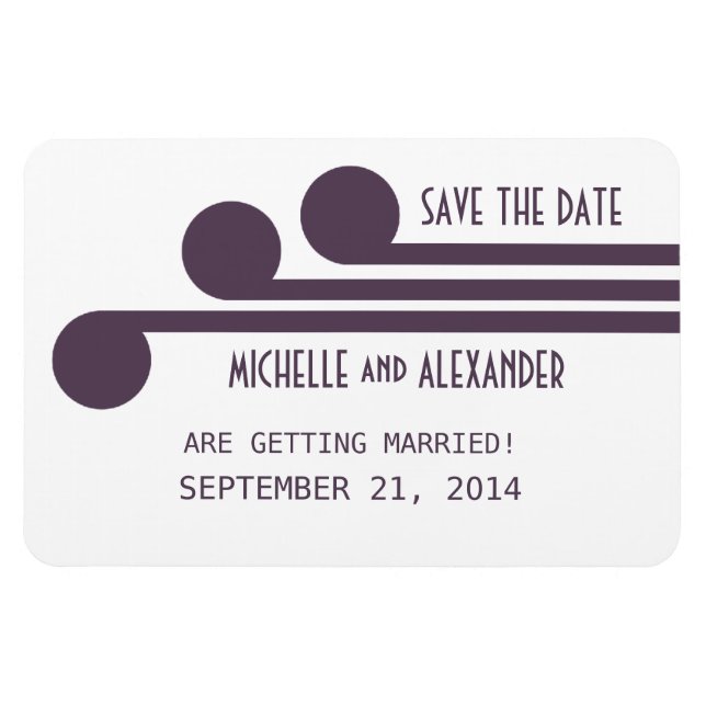 Simple Deco Chic Save the Date Magnet, Purple Magnet (Horizontal)