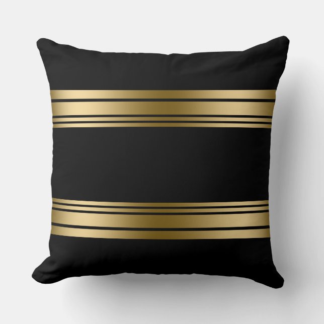 Simple Decorative Gold Stripes Design Throw Pillow (Front)