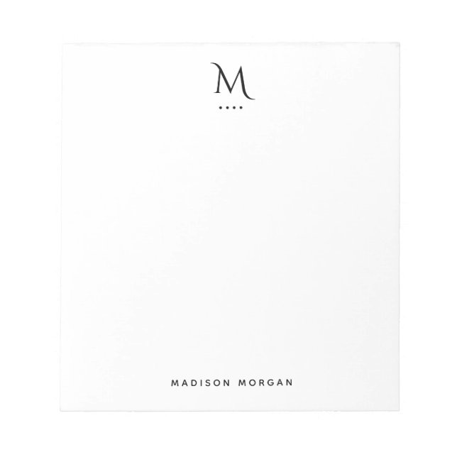 Simple Decorative Letterpress Monogram Notepad (Front)