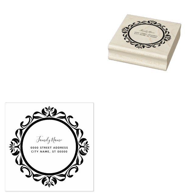 Simple Decorative Return Address Rubber Stamp (Stamped)