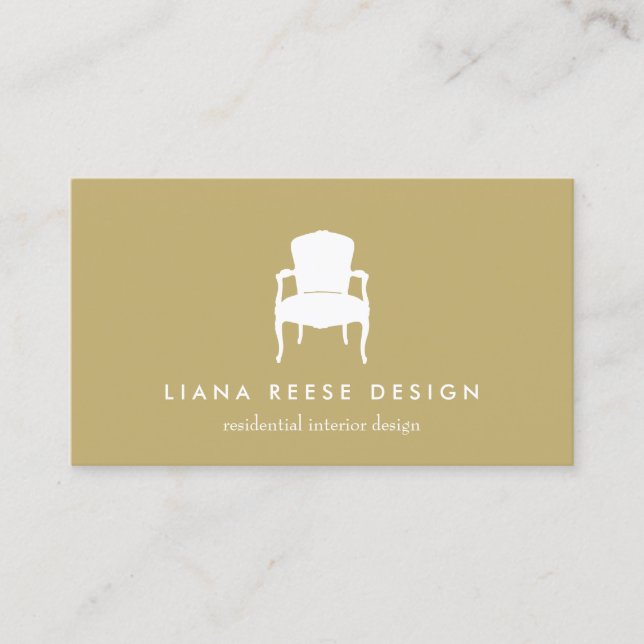 Simple  Decorator White French Chair Logo Business Card (Front)