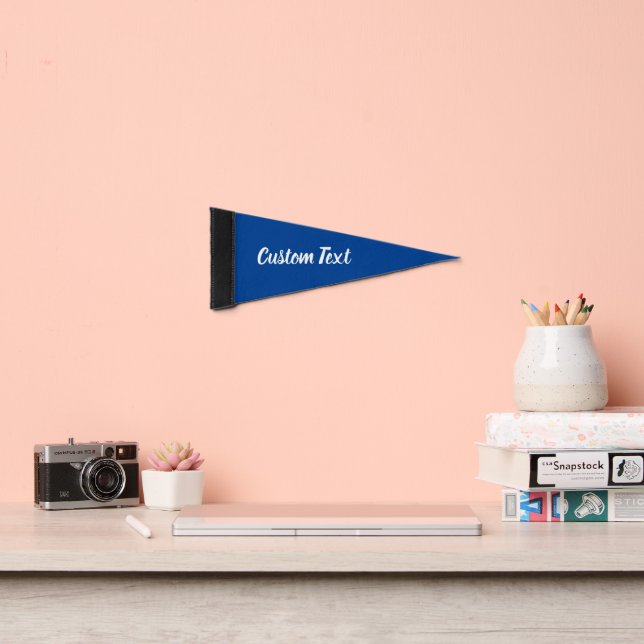Simple Deep Blue and White Script Text Template Pennant Flag (Insitu 2)