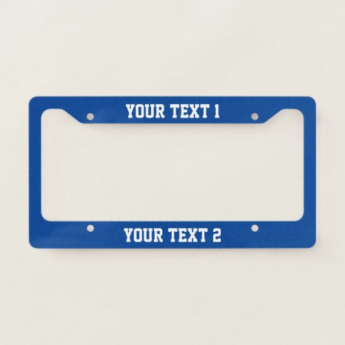 Simple Deep Blue and White Text Template License Plate Frame