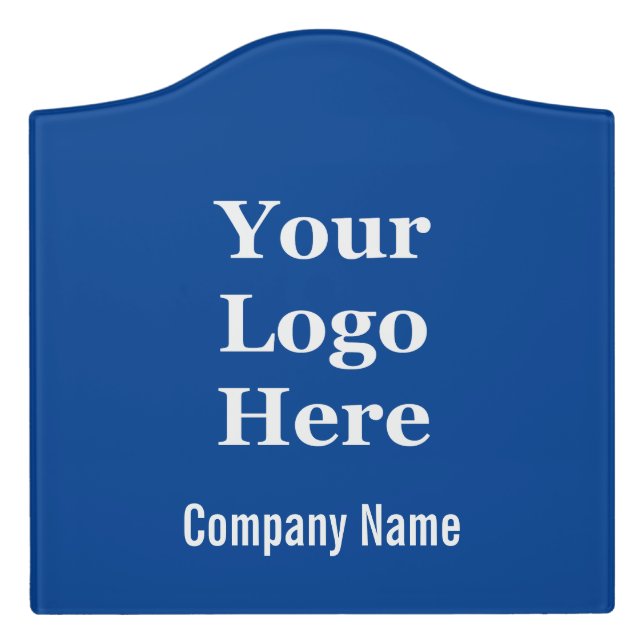 Simple Deep Blue and White Your Logo Here Office Door Sign (Large Crest Front)