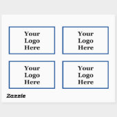 Simple Deep Blue and White Your Logo Here Template Rectangular Sticker ...