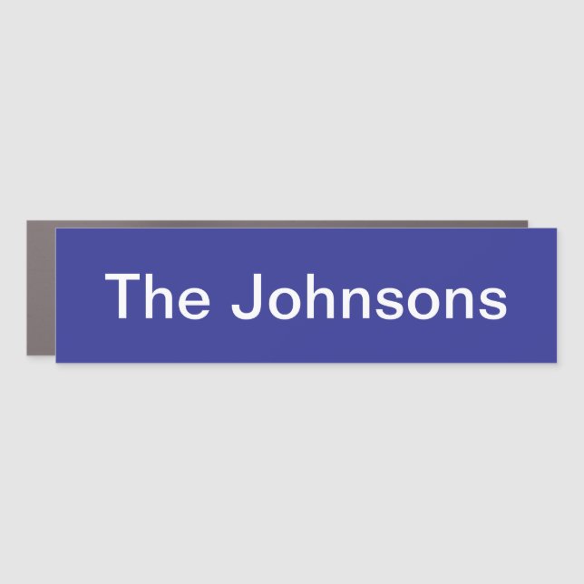 Simple Deep Blue & White Mailbox Name Plate Magnet (Front)