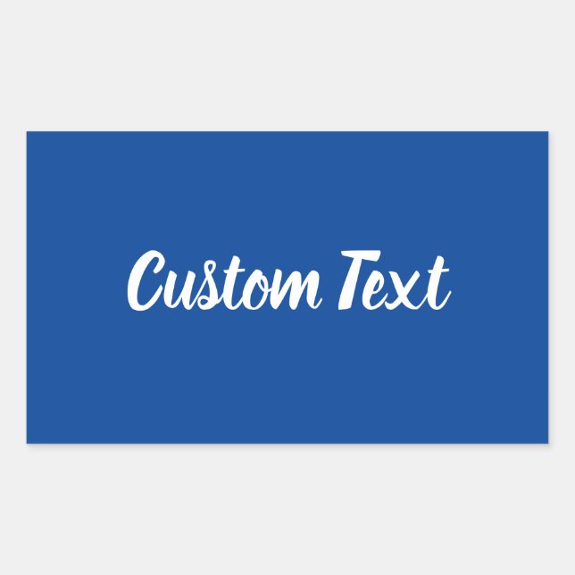 Simple Deep Blue with White Script Text Template Rectangular Sticker (Front)