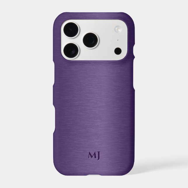 Simple Deep Purple Background Texture Monogram Case-Mate iPhone Case (Back)