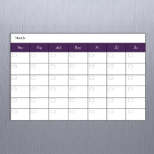 Simple Deep Purple Monthly Calendar