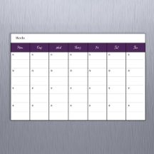 Simple Deep Purple Weekly Calendar