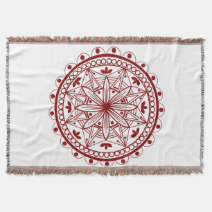 Simple Deep Red Mandala Throw Blanket