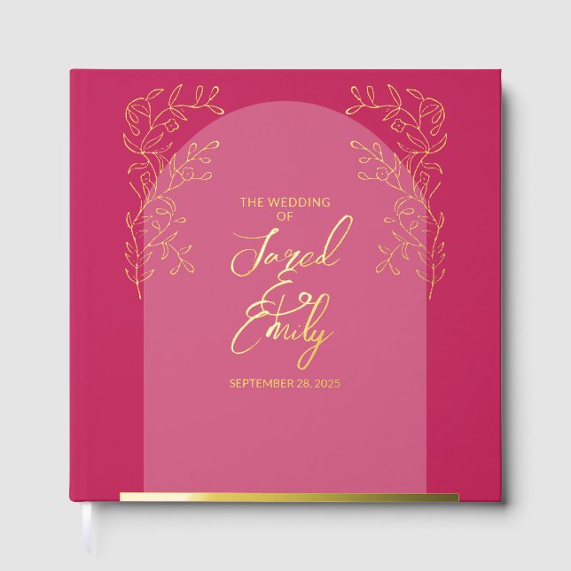 Simple Delicate Arch Wedding  Foil Guest Book (Front)