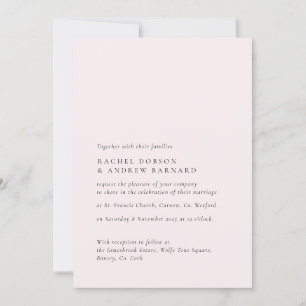 Simple Delicate Blush Romantic Soft Rose Pink  Invitation
