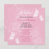 Simple Delicate Butterfly Pink Baby Shower Party Invitation (Front/Back)