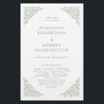 Simple Delicate Floral Sage Green Wedding Program<br><div class="desc">Elegant wedding program features a minimalist design with a delicate floral border,  perfectly suited for formal weddings. The classic typography and customizable text make it a timeless choice for couples seeking sophisticated,  personalized wedding stationery.  For customization or additional products featuring this design,  please feel free to contact me.</div>