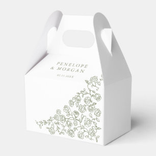 Simple Delicate Floral Timeless Sage Green Wedding Favor Boxes