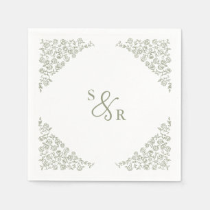 Simple Delicate Floral Timeless Sage Green Wedding Napkins