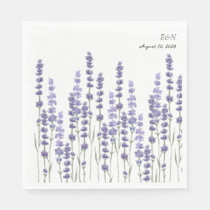 Simple Delicate French Lavender Field Wedding Napkins