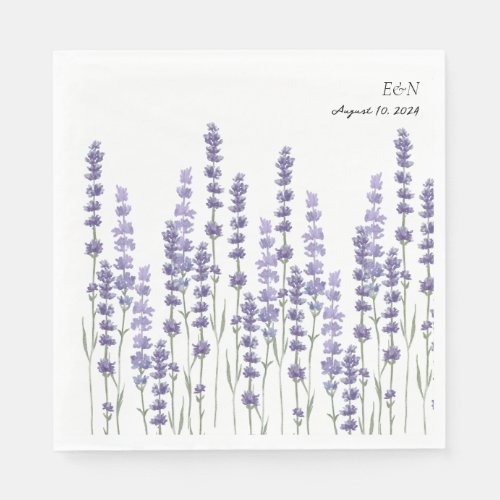 Simple Delicate French Lavender Field Wedding Napkins