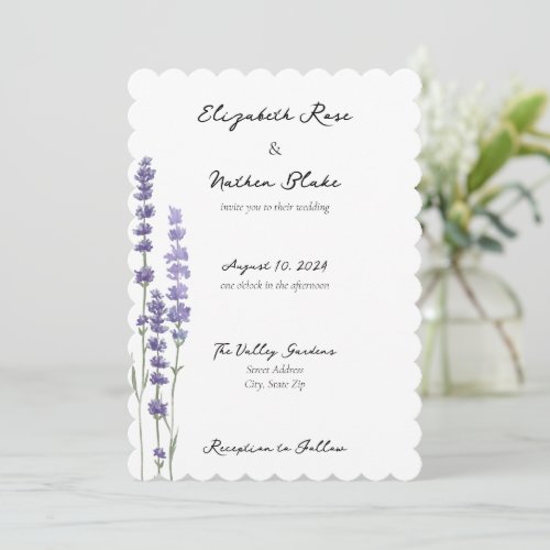 Simple Delicate French Lavender Wedding Invitation