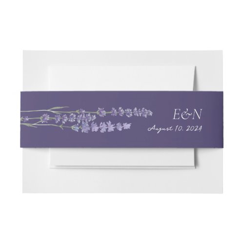 Simple Delicate French Lavender Wedding Invitation Belly Band