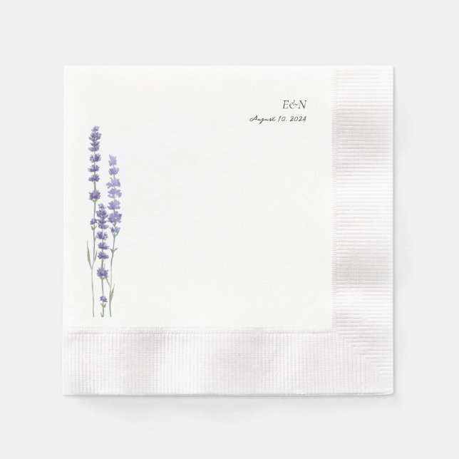 Simple Delicate French Lavender Wedding Napkins (Front)