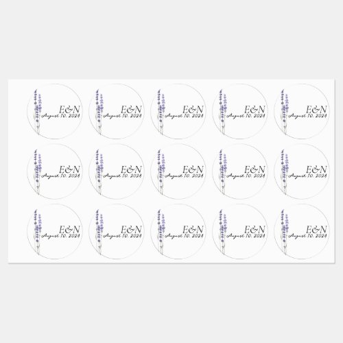 Simple Delicate French Lavender Wedding Stickers