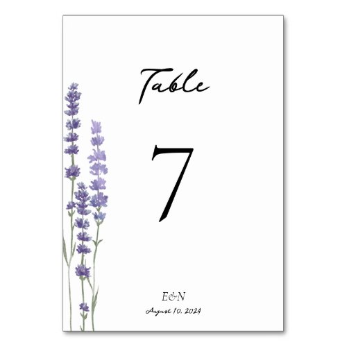 Simple Delicate French Lavender Wedding Table Number