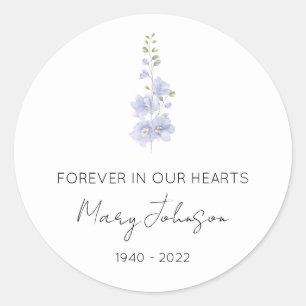 Simple Delphinium Memorial  Classic Round Sticker