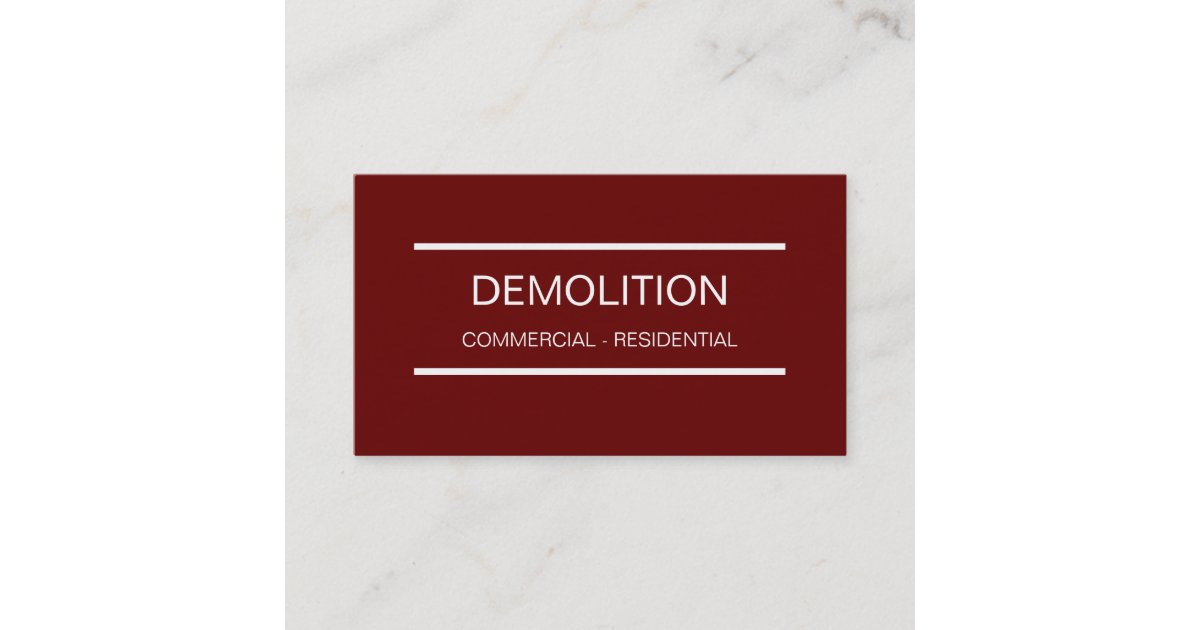Simple Demolition Business Cards Zazzle