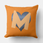 Simple Denim Heart Funny Custom Monogram Throw Pillow