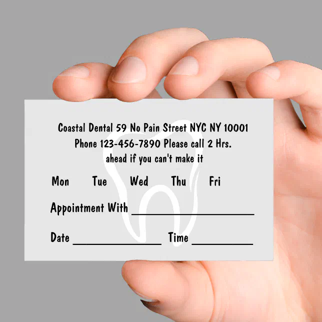 Simple Dentist Appointment Cards Zazzle