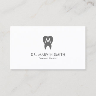 Simple Dentist Monogram Tooth Dental Appointment Card