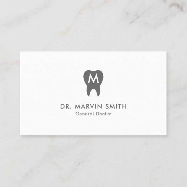Simple Dentist Monogram Tooth Dental Appointment Card (Front)