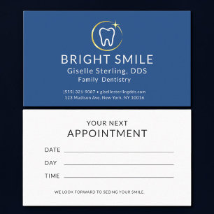 Simple Dentist Royal Blue Gold Dental Appointment Business Card