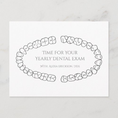 Simple Dentist Teeth Dental Appointment Reminder Postcard