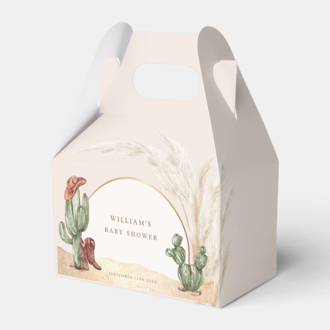 Simple Desert Boho Cactus Arch Baby Shower  Favor Boxes (Front Side)