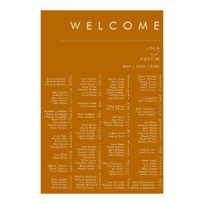 Simple Desert | Burnt Orange Alphabetical Seating Poster