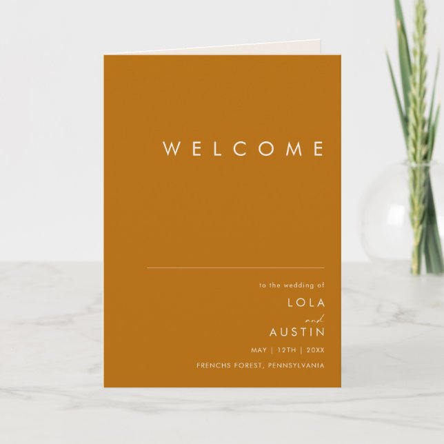 Simple Desert | Burnt Orange Folded Wedding Program (Front)