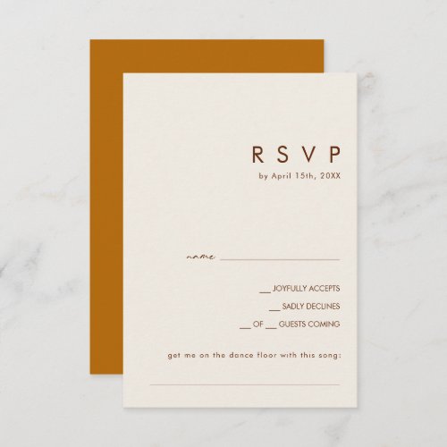Simple Desert Burnt Orange Song Request RSVP Card