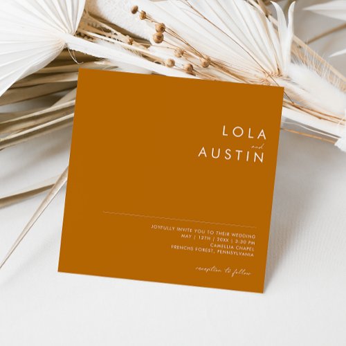 Simple Desert  Burnt Orange Square Invitation