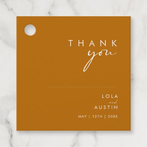 Simple Desert  Burnt Orange Thank You Favor Tags