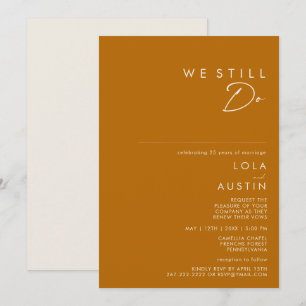 Simple Desert Burnt Orange We Still Do Vow Renewal Invitation