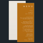 Simple Desert | Burnt Orange Wedding Dinner Menu<br><div class="desc">This Simple Desert | Burnt Orange wedding dinner menu is exactly what you're looking for to complete your modern rustic boho wedding. Perfect for either a vintage minimalist western vibe or a retro fall bohemian feel. The minimal natural white script truly pops with this colorful autumn background. You can choose...</div>