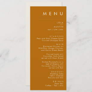 Simple Desert Burnt Orange Wedding Dinner Menu