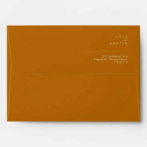 Simple Desert  Burnt Orange Wedding Invitation Envelope