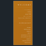 Simple Desert | Burnt Orange Wedding Program<br><div class="desc">This Simple Desert | Burnt Orange wedding program is exactly what you're looking for to complete your modern rustic boho wedding. Perfect for either a vintage minimalist western vibe or a retro fall bohemian feel. The minimal natural white script truly pops with this colorful autumn background. You can choose to...</div>